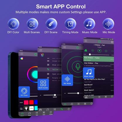 Led Lights for Bedroom 100 Ft, Ultra Long 5050 RGB Led Strip Lights, Smart Music Sync Led Lights Color Changing, Bluetooth App & Remote Control for Room Party Christmas Kitchen