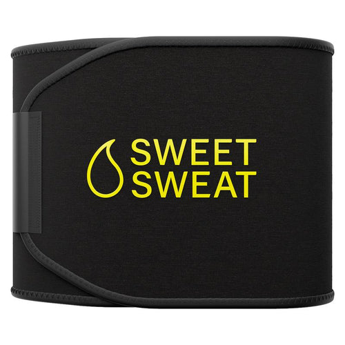 Sweet Sweat Ab Trainer for Women and Men - Sweat Band Waist Trainer Belt for High Intensity Training and Gym Workouts, 5 Adjustable Sizes - Black/Pink