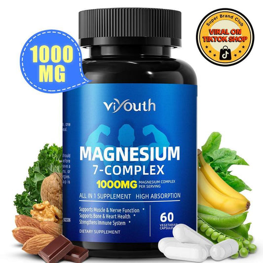 Viyouth 1000Mg Magnesium Complex - 10 Elemental Magnesium Complex & Zinc for Calming Sleep & Relax - US Made - Dietary Supplement for Hair Health Digestive Detox & Cortisol Balance-3Rd Party Tested Tablets Fitness, Magnesium Glycinate