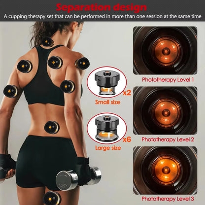 Electric Vacuum Cupping Massage 8 Cups Gua Sha Vacuum Suction Cups Anti-Cellulite Therapy Massager for Body Fat Burning Slimming