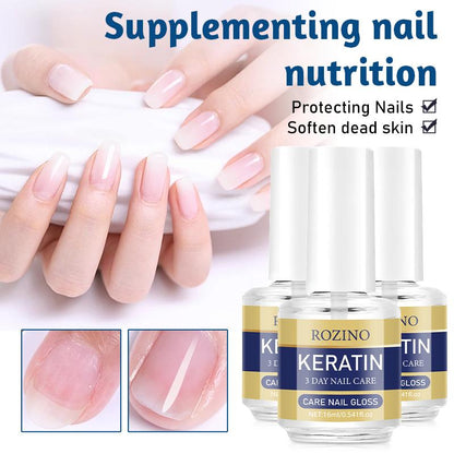 【Buy One, Get Two Free】Rozino 3 Days Nail Care Formula with Keratin Amino Acid & Aloe for Superior Nail Nourishment 16Ml Bottle for Healthy Nails Manicure