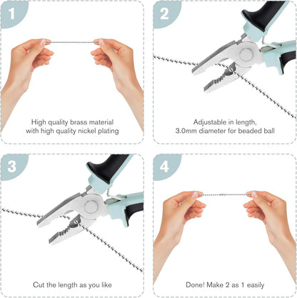 Ceiling Fan Pull Chains with Decorative, 2 Pieces of Black Ceiling Fan Chain Extenders 13.6 Inches Fit All Standard Ceiling Fans and Light Fixtures，Pull Chain Extension with Connector.