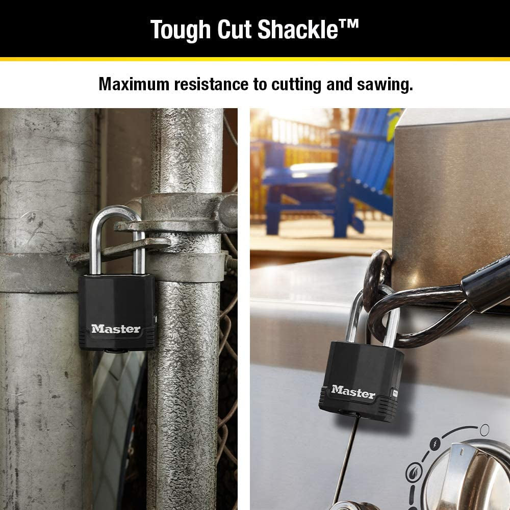 Magnum Heavy Duty Outdoor Padlock with Key, Weather Resistant Body and Cut Resistant Shackle Make Lock Perfect for Fences, Gates, Sheds, M115XDLF