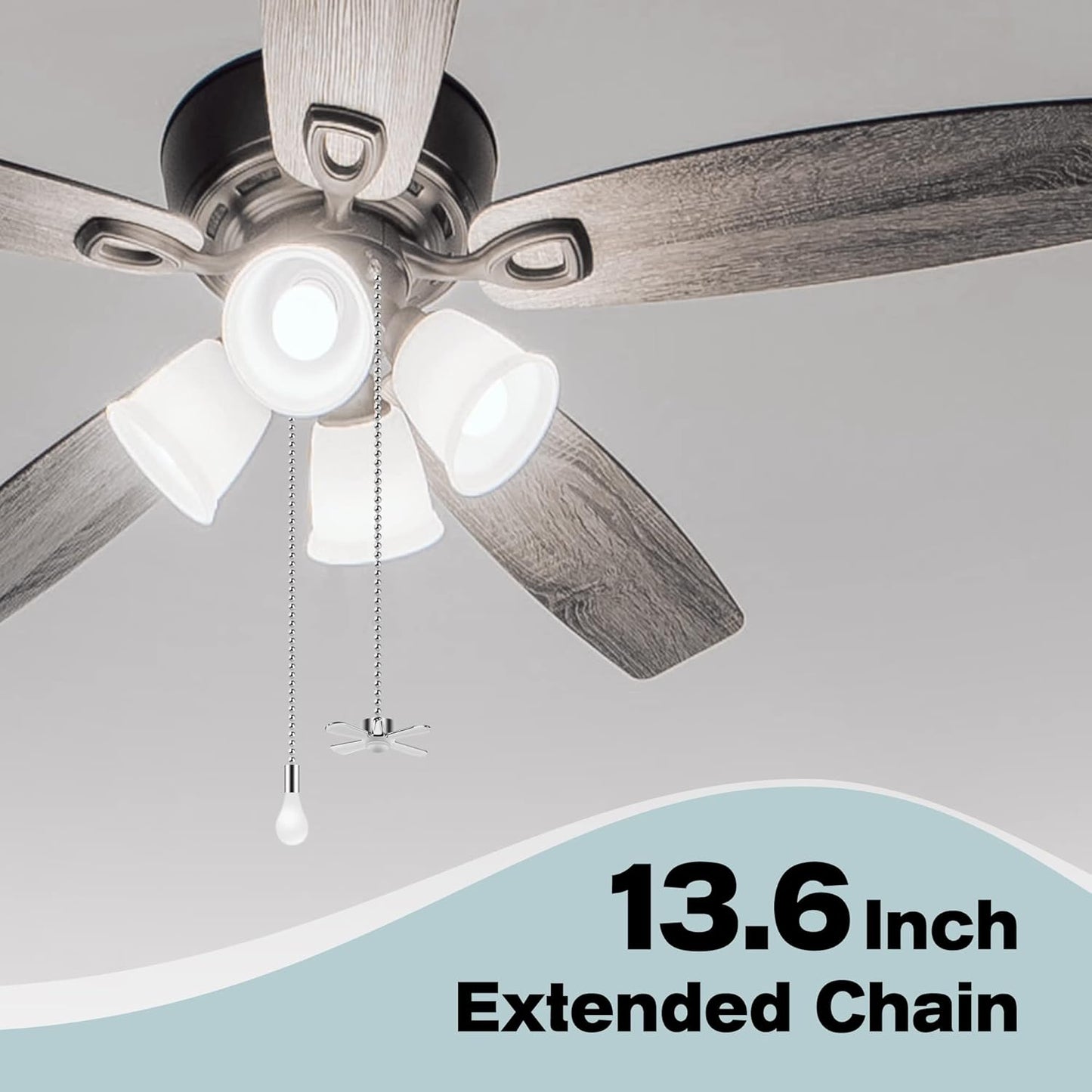 Ceiling Fan Pull Chains with Decorative, 2 Pieces of Black Ceiling Fan Chain Extenders 13.6 Inches Fit All Standard Ceiling Fans and Light Fixtures，Pull Chain Extension with Connector.