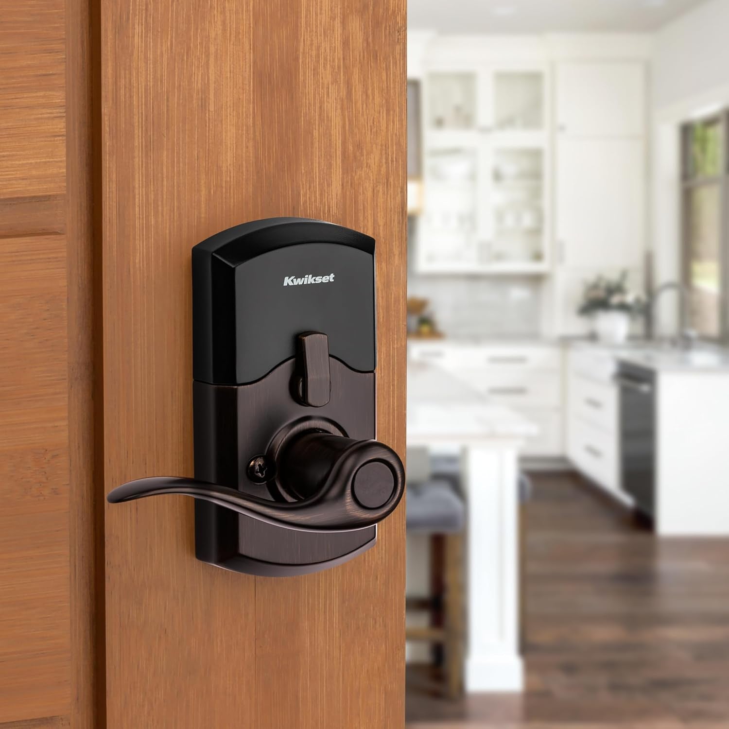 Smartcode 917 Keypad Keyless Entry Traditional Residential Electronic Lever Deadbolt Alternative with Tustin Door Lever and Smartkey Security, Venetian Bronze