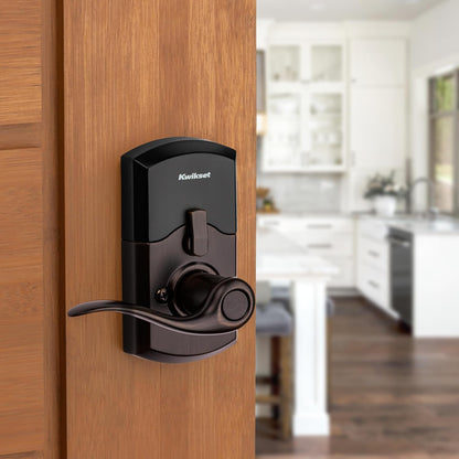 Smartcode 917 Keypad Keyless Entry Traditional Residential Electronic Lever Deadbolt Alternative with Tustin Door Lever and Smartkey Security, Venetian Bronze