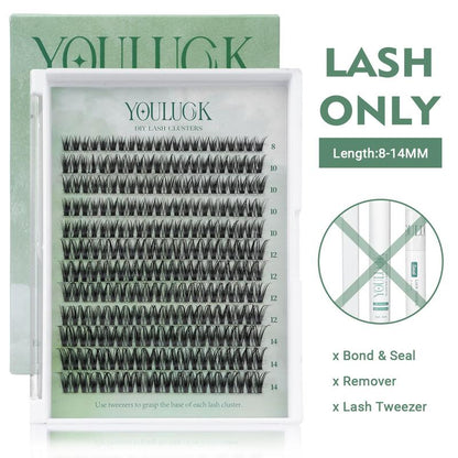 YOULUCK DIY Lash Clusters Kit - Soft Fluffy Long-Lasting Lashes with Glue Remover & Tweezer for Beginners Easy At-Home Application - Eyelash Set
