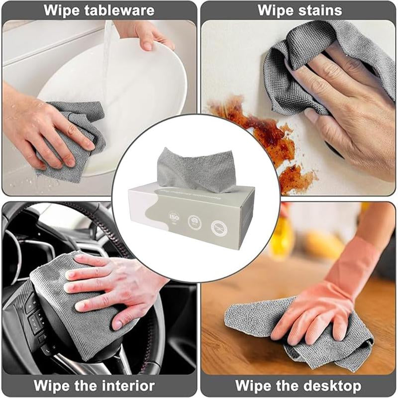 Microfiber Cleaning Cloth Rags in a Box (20 Count) -7.9" X 7.9" Reusable Microfiber Towels for Cars - Edgeless Terry Towels,Small Microfiber Towel for Home, Kitchen (Gray&Pink)