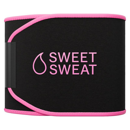 Sweet Sweat Ab Trainer for Women and Men - Sweat Band Waist Trainer Belt for High Intensity Training and Gym Workouts, 5 Adjustable Sizes - Black/Pink