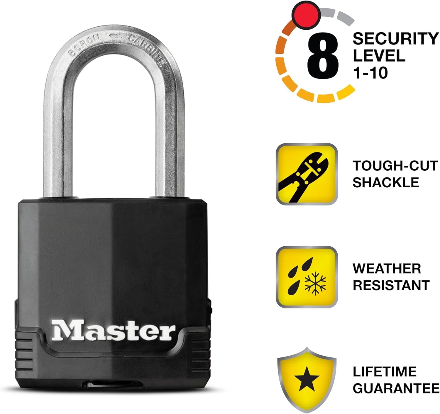 Magnum Heavy Duty Outdoor Padlock with Key, Weather Resistant Body and Cut Resistant Shackle Make Lock Perfect for Fences, Gates, Sheds, M115XDLF