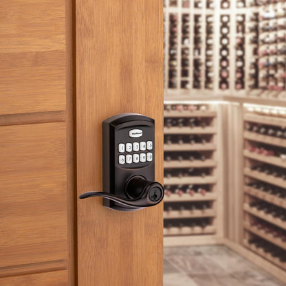 Smartcode 917 Keypad Keyless Entry Traditional Residential Electronic Lever Deadbolt Alternative with Tustin Door Lever and Smartkey Security, Venetian Bronze