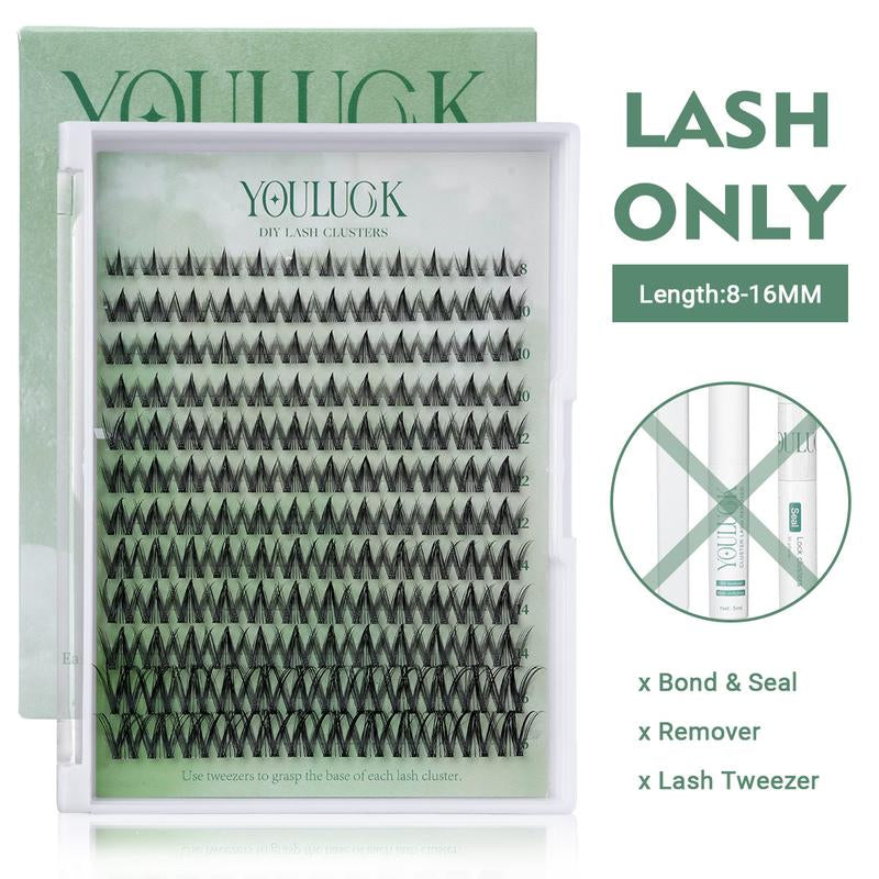 YOULUCK DIY Lash Clusters Kit - Soft Fluffy Long-Lasting Lashes with Glue Remover & Tweezer for Beginners Easy At-Home Application - Eyelash Set