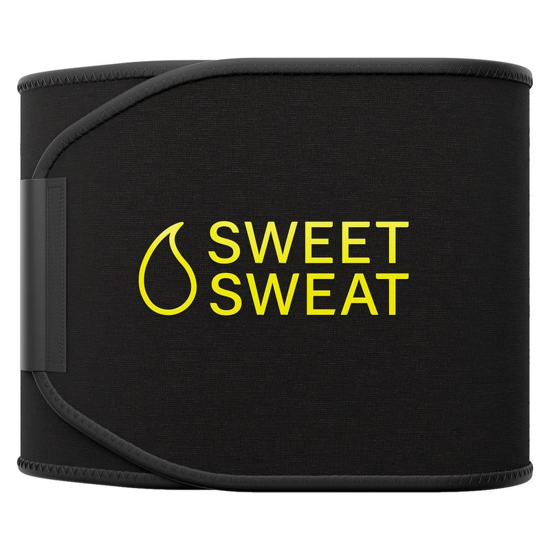Sweet Sweat Ab Trainer for Women and Men - Sweat Band Waist Trainer Belt for High Intensity Training and Gym Workouts, 5 Adjustable Sizes - Black/Pink