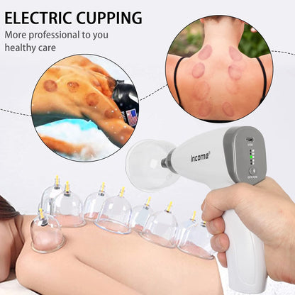 Electric Cupping Therapy Set, Portable Chinese Cupping Therapy Machine with Pump, Electric Body Massage Scraping Care Device Kit with 4 Vacuum Suction Cups for Homeuse