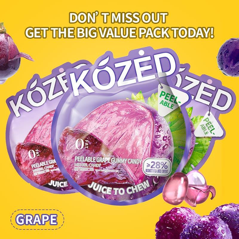 Kozed Peelable Gummy Candy Variety Pack -7 Flavors -Chewy Fruity Rolls, Fun & Sweet Snack -Valentine'S Day Gift