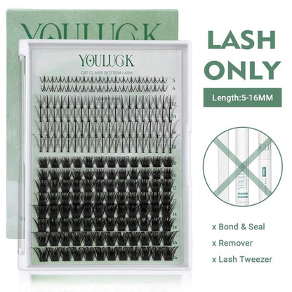 YOULUCK DIY Lash Clusters Kit - Soft Fluffy Long-Lasting Lashes with Glue Remover & Tweezer for Beginners Easy At-Home Application - Eyelash Set