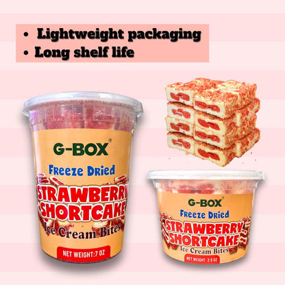 G-BOX Freeze Dried Ice Cream | Crunch Strawberry Shortcake Ice Cream Bites - Chocolate Eclair Ice Cream Bites - Perfect for Camping, Outdoor, and Party - Air-Tight Sealed in a Deli Container