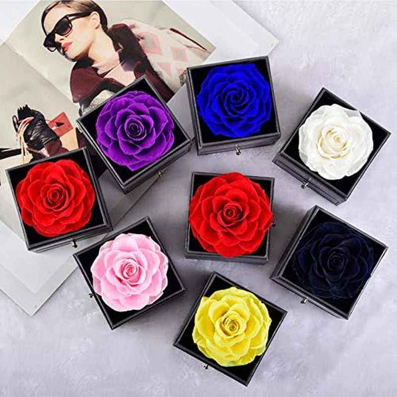 Preserved Real Rose Enchanted Real Rose Flower with Love Heart I Love You Necklace 100 Languages Gift Set,Handmade Eternal Flesh Flower Rose Gift for Her on Valentine'S Day Anniversary Mother'S Day