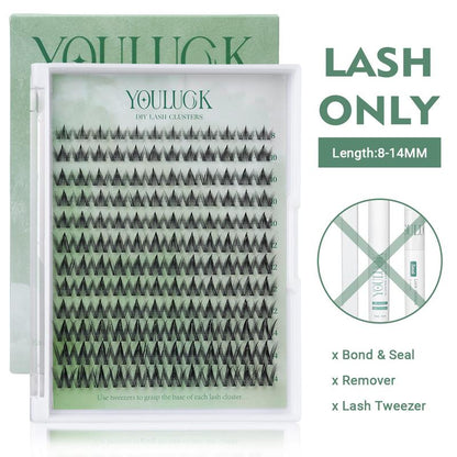 YOULUCK DIY Lash Clusters Kit - Soft Fluffy Long-Lasting Lashes with Glue Remover & Tweezer for Beginners Easy At-Home Application - Eyelash Set