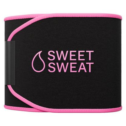 Sweet Sweat Ab Trainer for Women and Men - Sweat Band Waist Trainer Belt for High Intensity Training and Gym Workouts, 5 Adjustable Sizes - Black/Pink