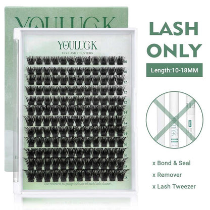 YOULUCK DIY Lash Clusters Kit - Soft Fluffy Long-Lasting Lashes with Glue Remover & Tweezer for Beginners Easy At-Home Application - Eyelash Set