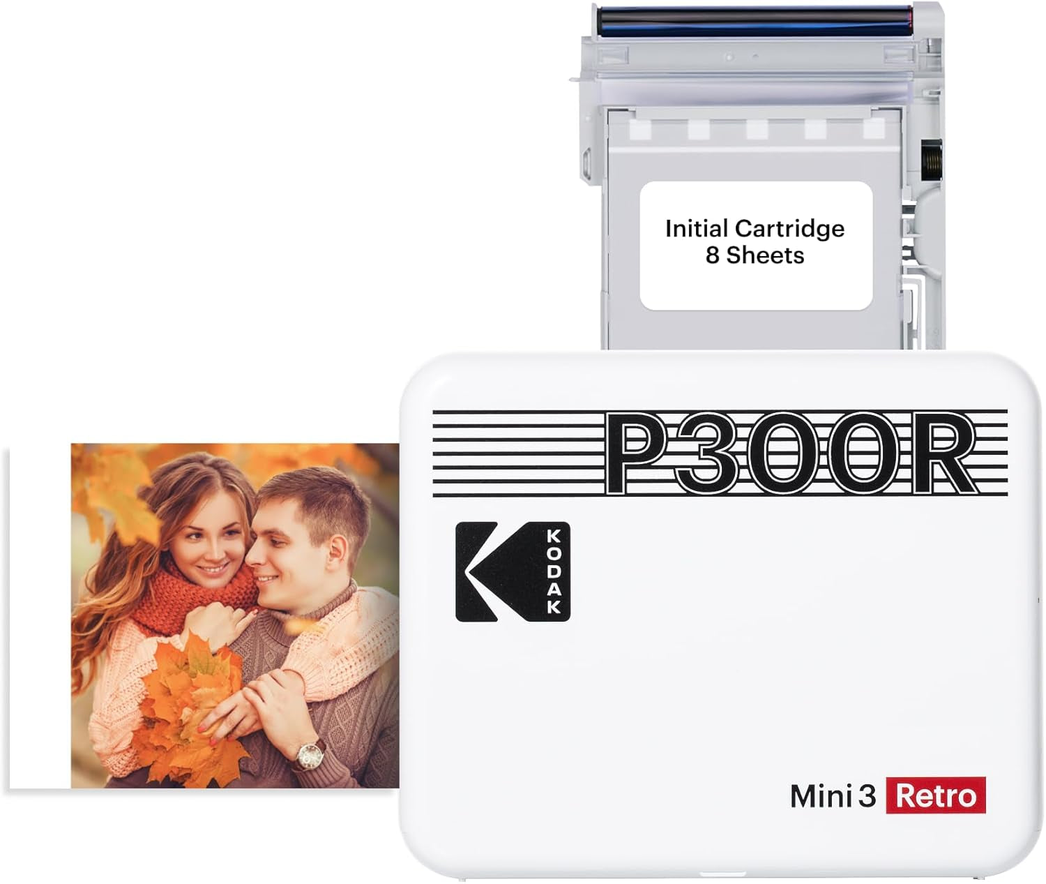 Mini 3 Retro 4PASS Portable Photo Printer (3X3 Inches) + 8 Sheets, White
